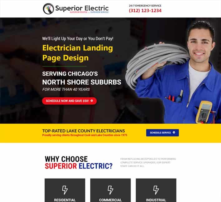 landing page for electrical contractors